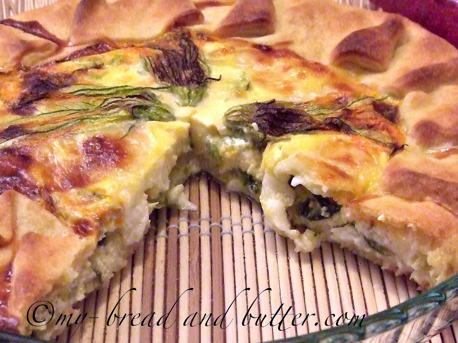 Bread and Butter.... Quiche with courgette, courgette flowers and babybel cheese!!!