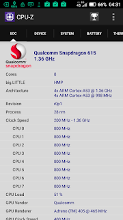 Hisense Pureshot - via aplikasi CPU-Z: koq Snapdragon 615 sih?