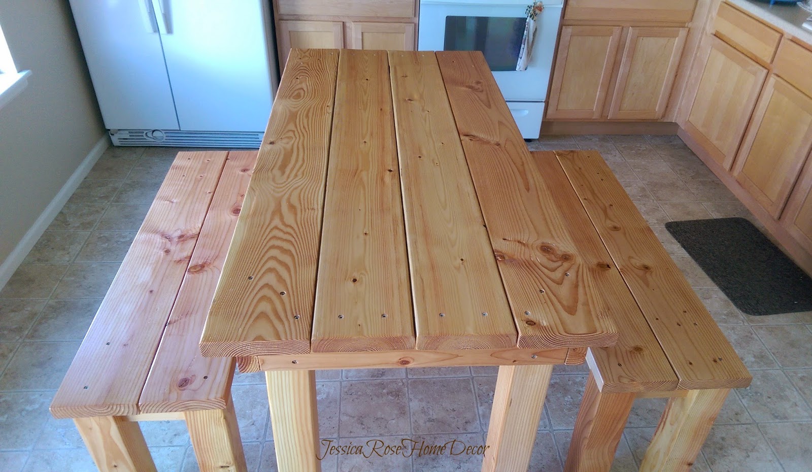 JessicaRose Home Decor UPDATED DIY Kitchen Island w/Benches UNDER