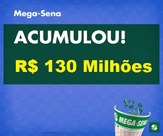 Mega Sena 1762 faz sorteio de R$ 130 milhões