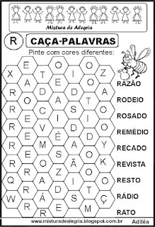 Atividades de alfabetização,caça-palavras