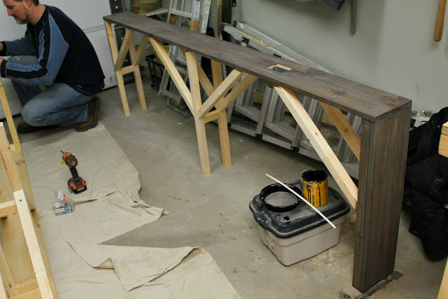 DIY sofa table - cerusing