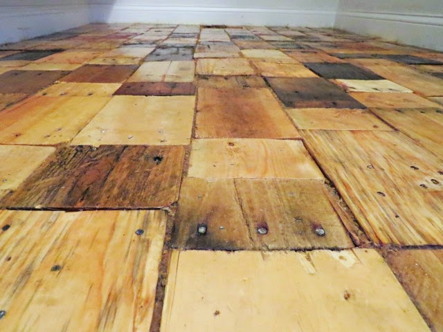 close up view of pallet wood pantry floor