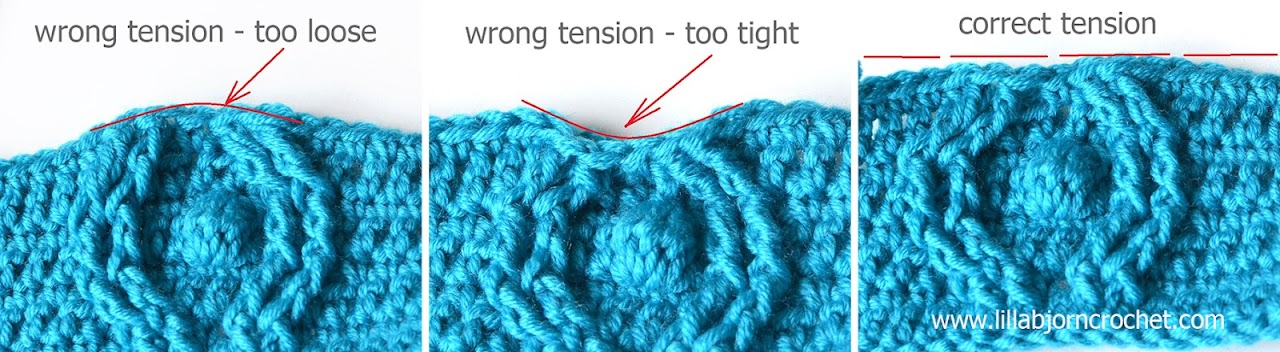 Front post stitches in crochet and correct tension