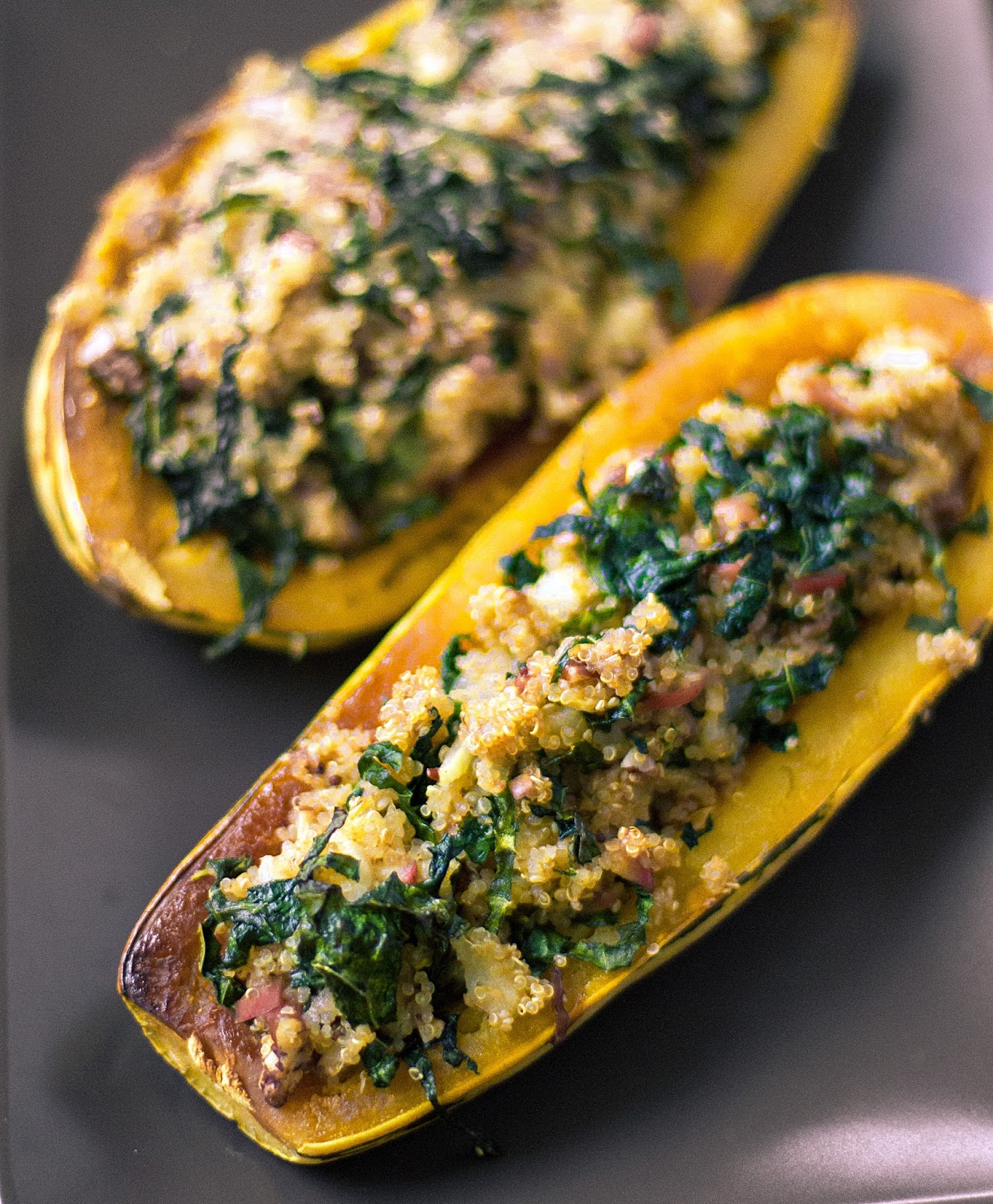 Quinoa, Apple and Kale Stuffed Delicata Squash » Local Food Rocks