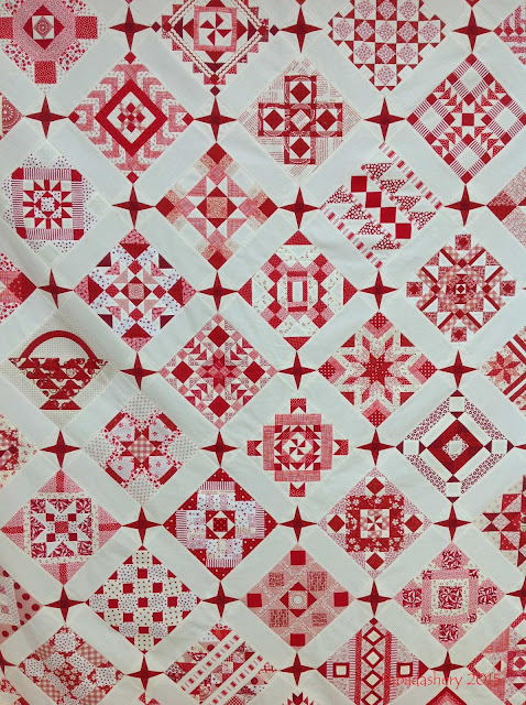 'Nearly Insane' Quilt - Detail red white