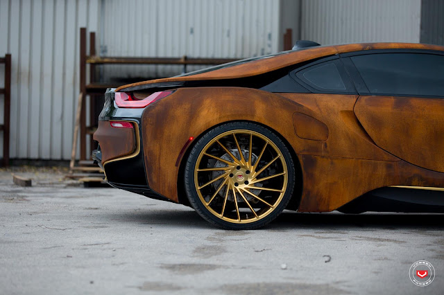 Rusted BMW I8 on Gold Vossen Forged Wheels