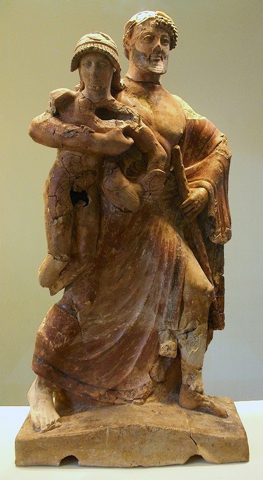 Zeus raptando a Ganimedes (terracota griega del periodo arcaico, h.480-470 a.C)  Museo Arqueológico de Olimpia
