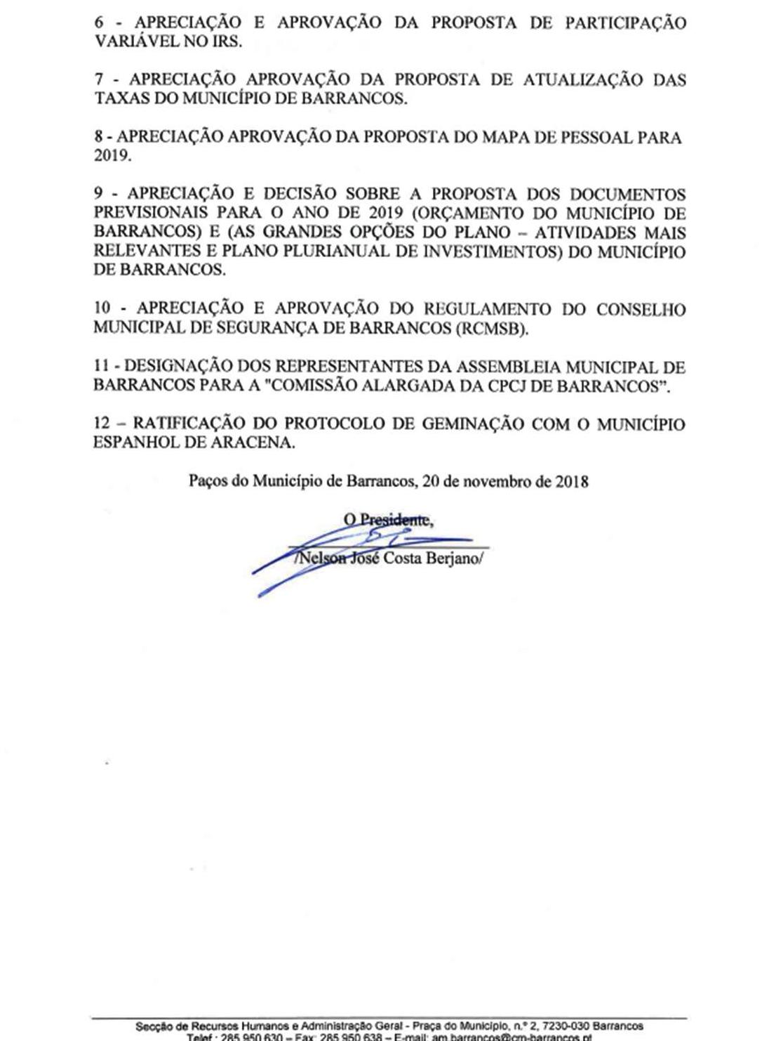 estado de Barrancos Assembleia Municipal de Barrancos 5ª sessão