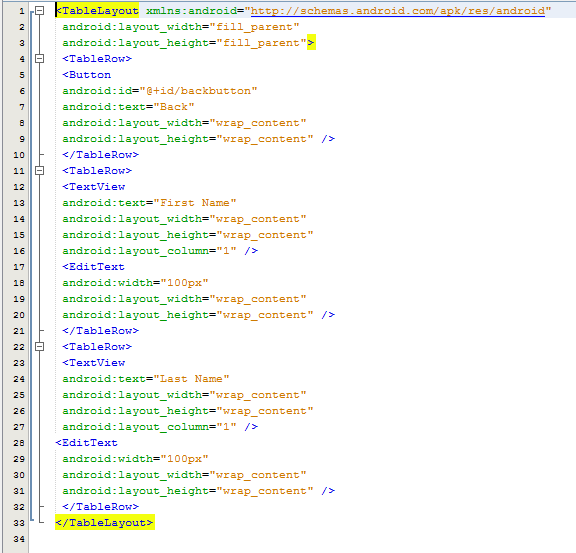 Programming examples: Types of Layout