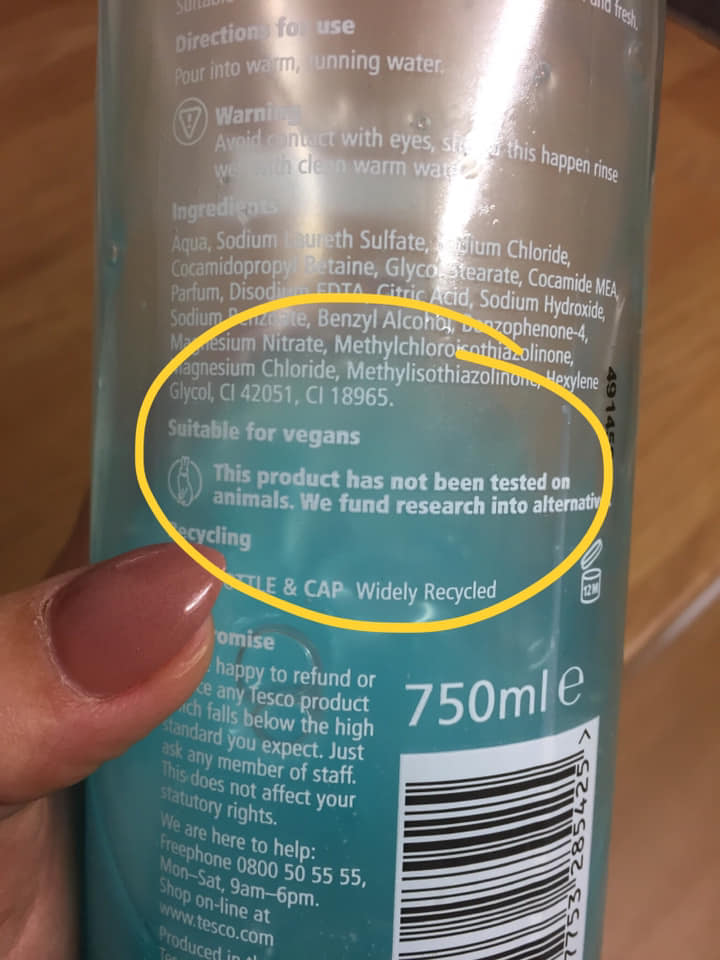 The Vegan Magpie Tesco toiletries marked vegan!