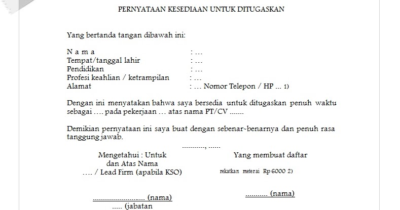 Contoh Surat Pernyataan Menjalankan Pekerjaan Bebas - Contoh Si