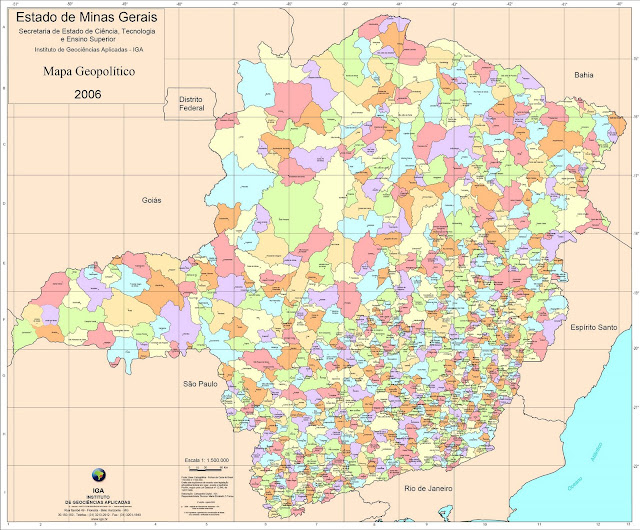 Mapa político de Minas Gerais