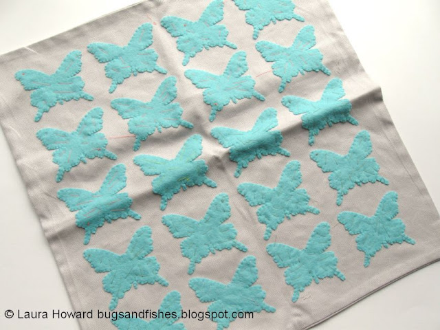 DIY Felt Butterfly Cushion Tutorial felt butterflies sewn to the cushion cover