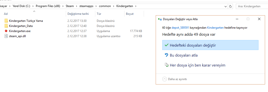 Kindergarten 100 Türkçe Yama Yusuf Durmuş Oyun Çeviri