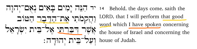 Interlinear translation of Jeremiah 33:14, Hebrew and English