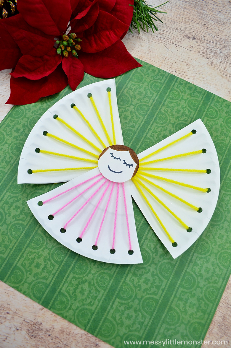 Paper Plate Angel Lacing Craft Messy Little Monster