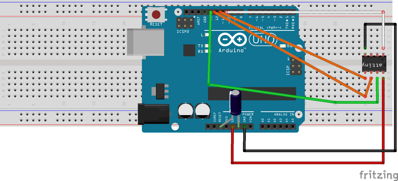 Assistant familliale: Programmer l'Attiny85 avec une arduino UNO