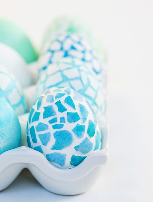 Seaglass Decoupage Blue Mosaic Ester Eggs