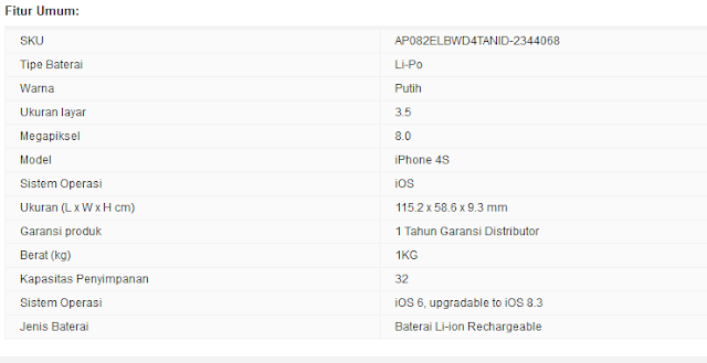 Apple i-Phone 4S - 32GB Full Spesifikasi http://www.lazada.co.id/refurbished-apple-iphone-4s-32gb-putih-grade-a-2256509.html