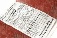 Ground beef package with Nutrition Facts label