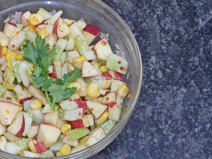 Quick Corn & Apple Salad - Fruit & Greens Salad - Magic of Indian Rasoi -Priya R
