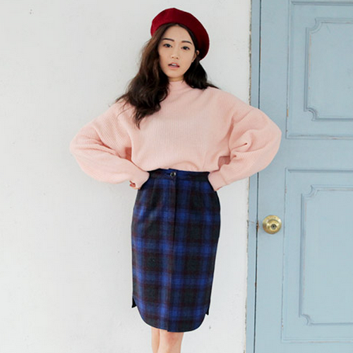 [Stylenanda] Round Front Tartan Long Skirt | KSTYLICK - Latest Korean ...