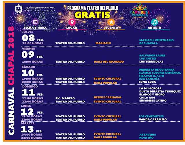 programa carnaval chapala 2018