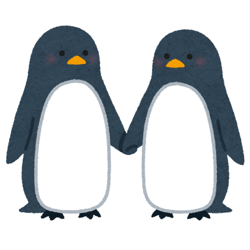 無料イラスト かわいいフリー素材集 ペンギンのカップルのイラスト