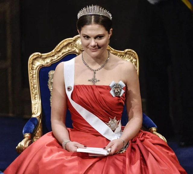  Crown Princess Victoria of Sweden attend the 2014 Nobel prize award ceremony 