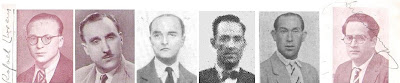 Los ajedrecistas Rafael Llorens, Jaume Lladó, Manuel Sererols, Dr. Xavier Català, Juan Sola y Julius Sunyer