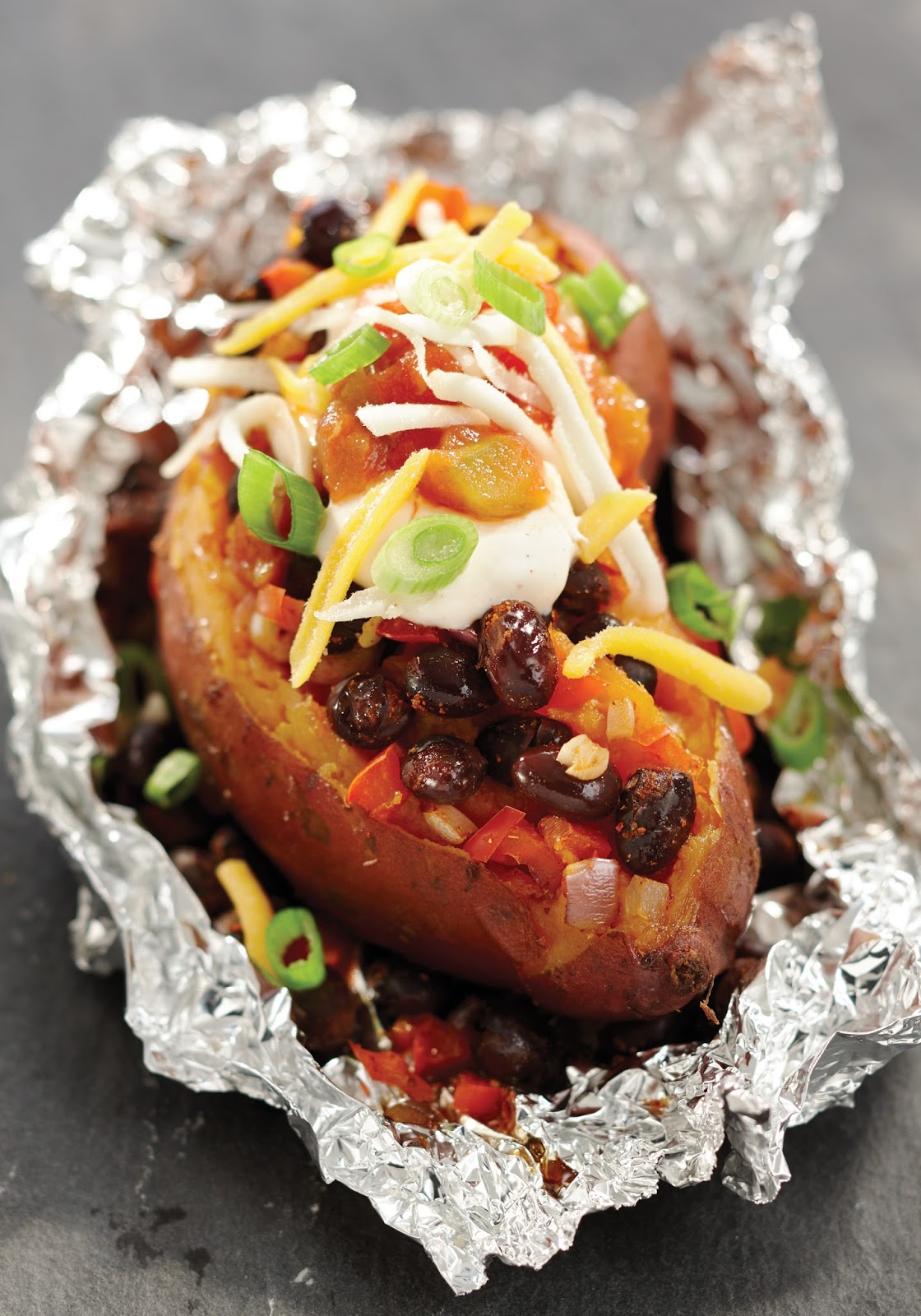loaded baked sweet potatoes