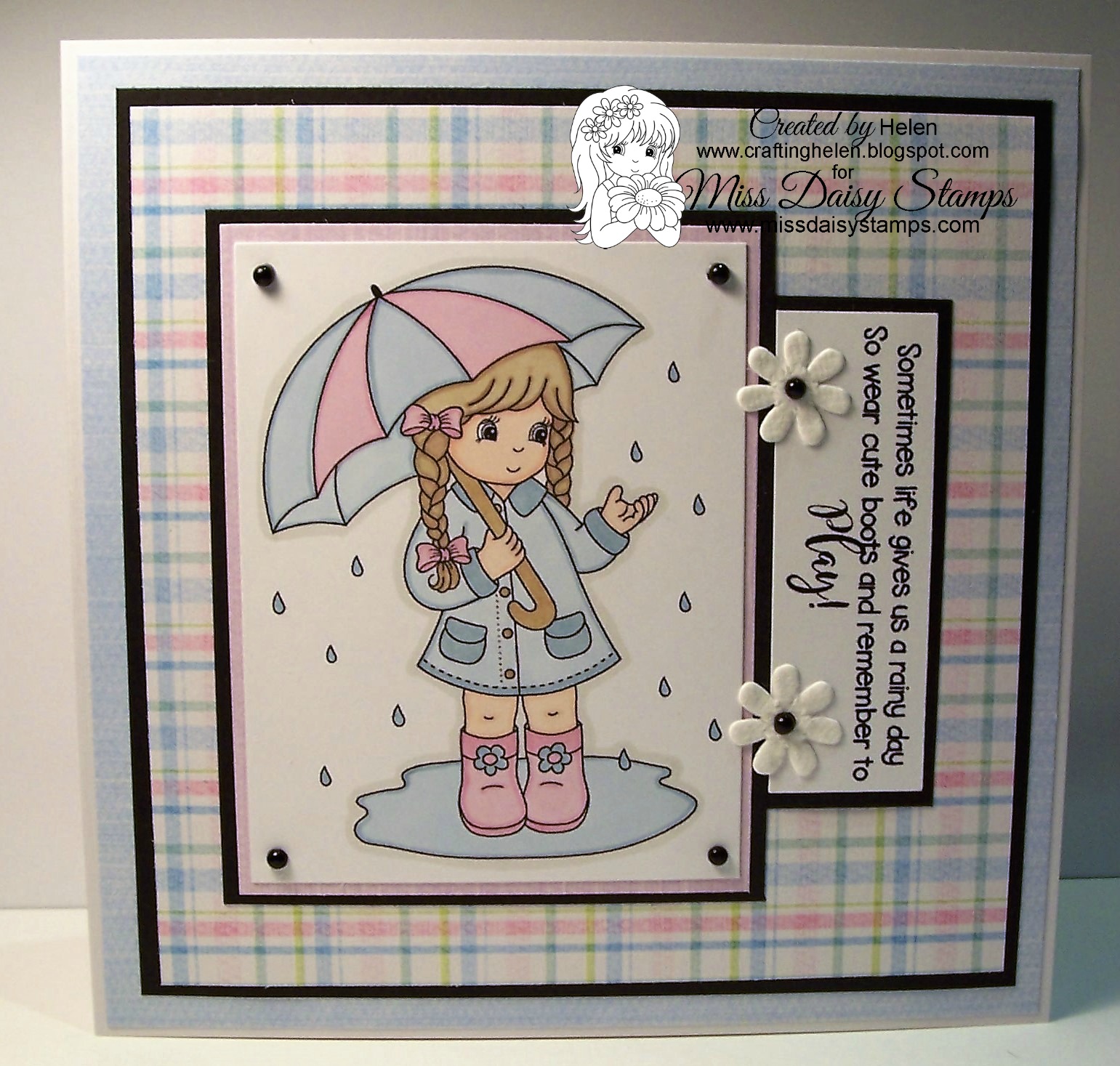 Made by Helen Miss Daisy Stamps Inspiration Allie's Raindrops