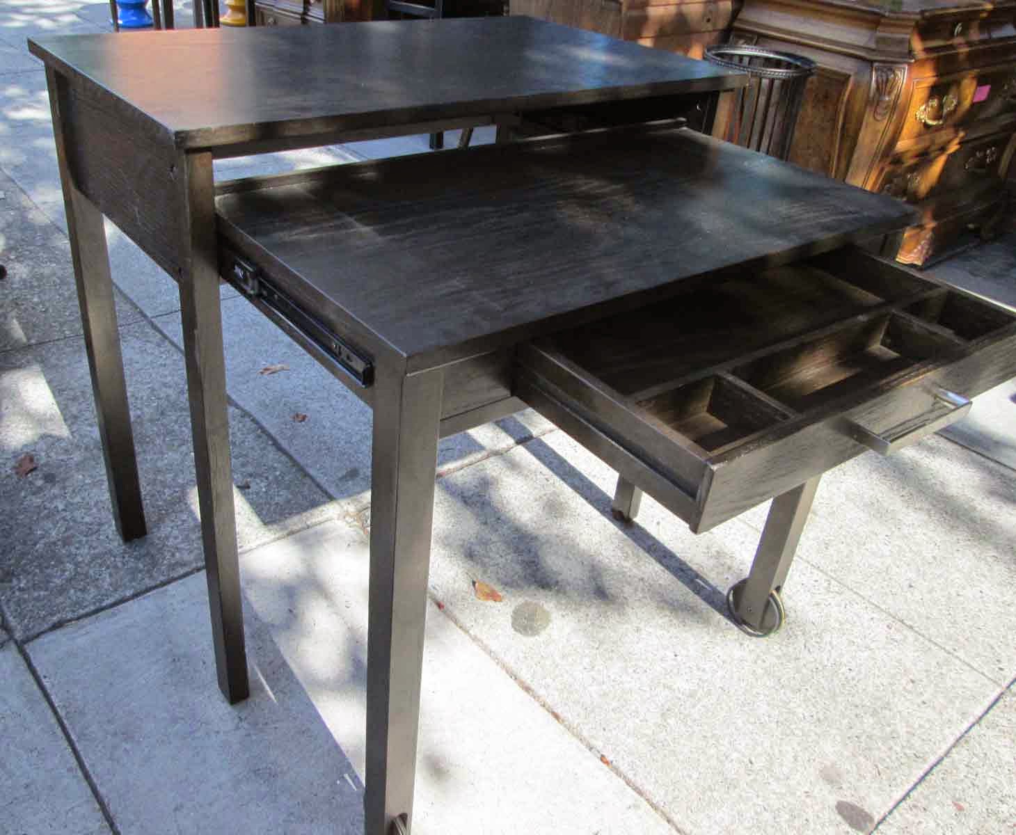 UHURU FURNITURE & COLLECTIBLES SOLD Black Desk with RollOut Extension