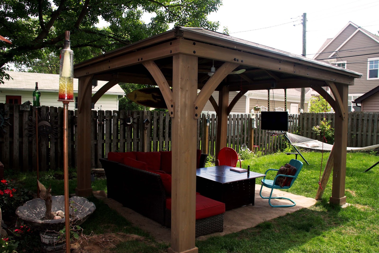 The Orange Door DIY Retractable System for a TV in a Gazebo
