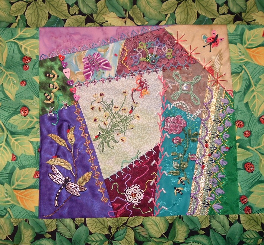 With Needle and Thread I will travel far ! Crazy Quilt Block 4
