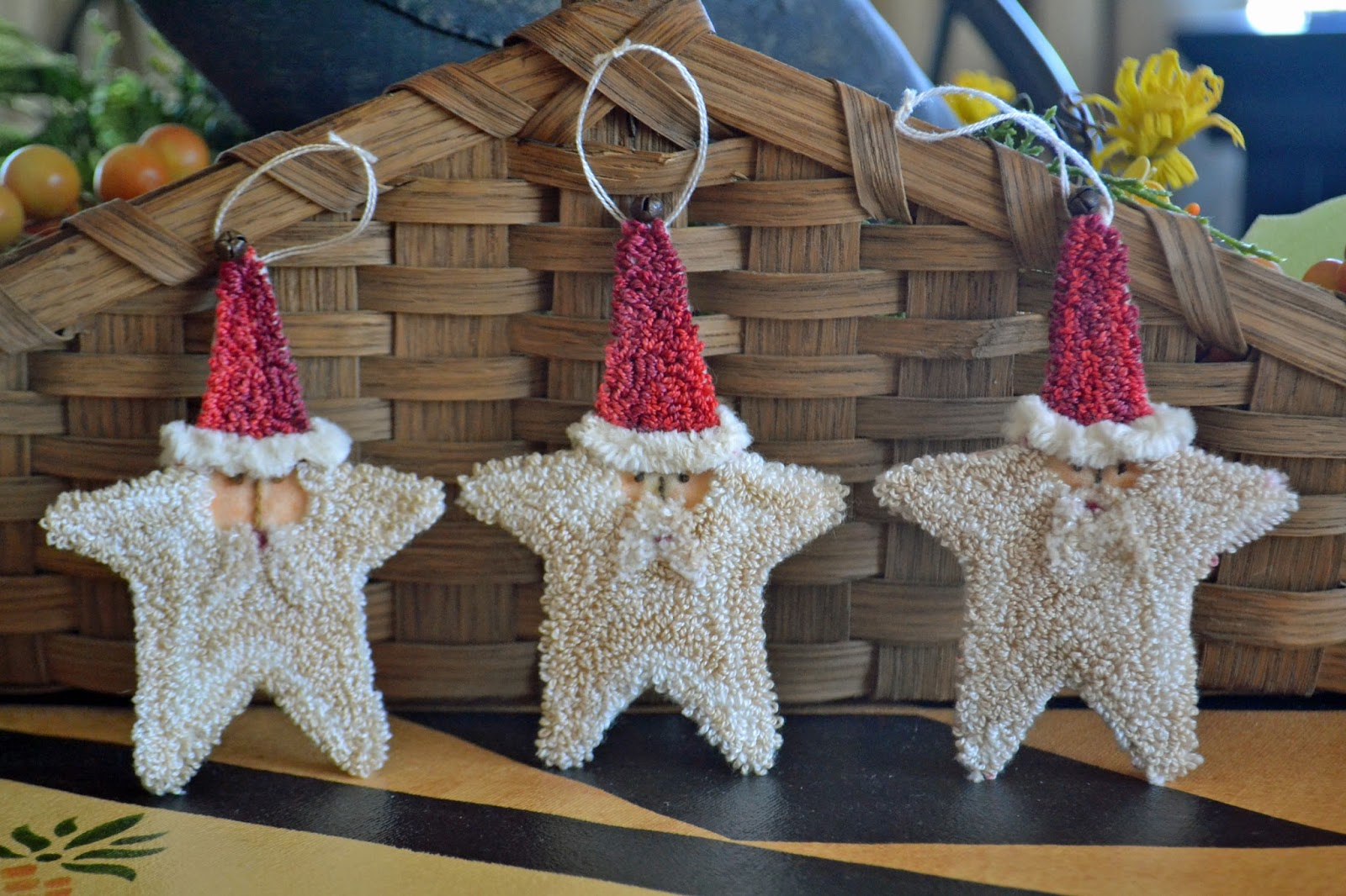 Village Folk Art *** PUNCH NEEDLE Christmas Ornaments