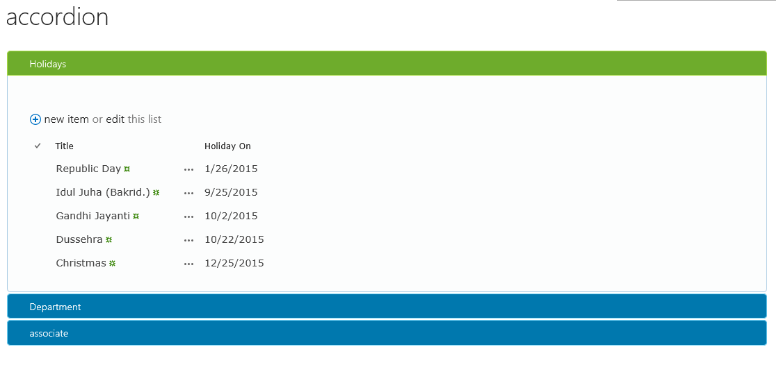 Ukreddy SharePoint How to show multiple web parts in accordion style in a single page