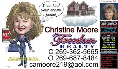 Real Estate Magazine Ad Caricature with Phone