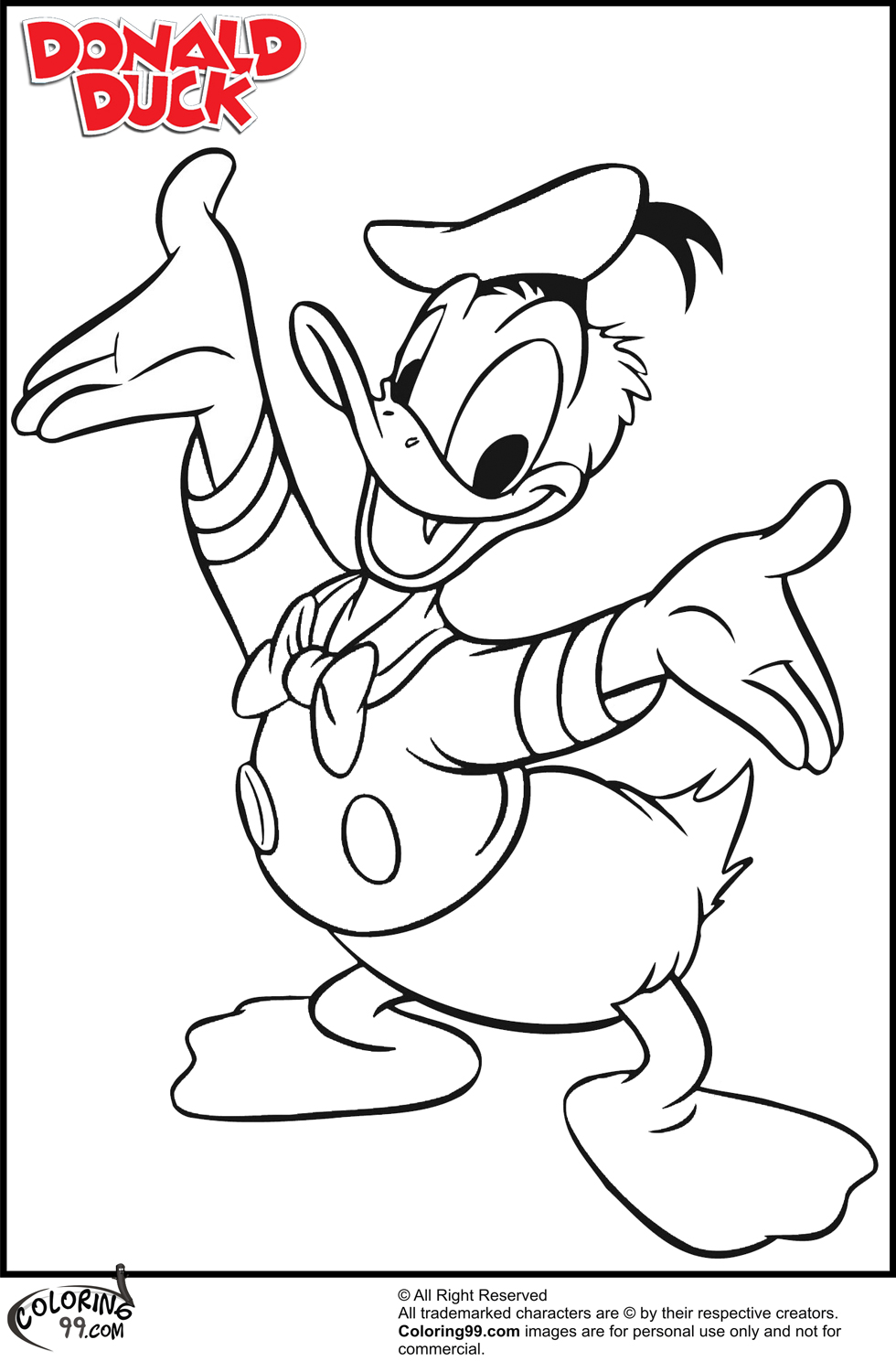 Donald Duck Coloring Pages Team colors