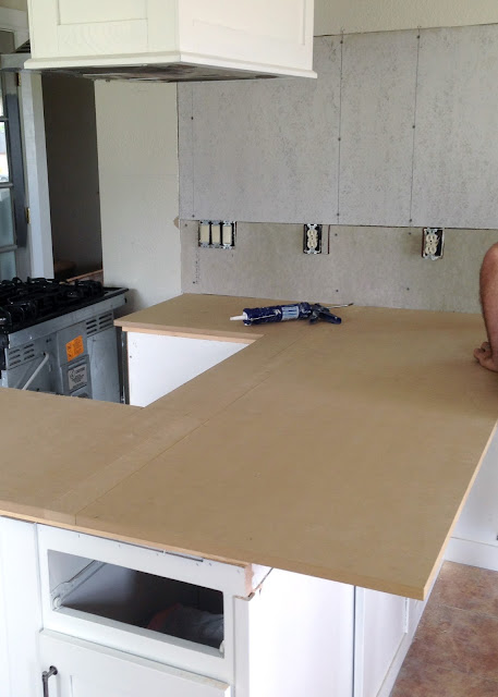 DIY Reclaimed Wood Countertop - adding a layer of MDF