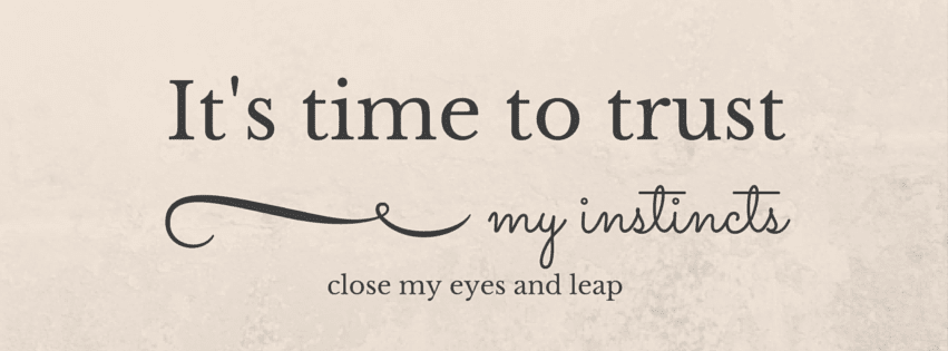 It's time to trust my instincts, close my eyes and leap.