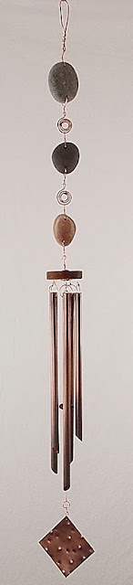 Wind chime, copper, beach stones, handcrafted.