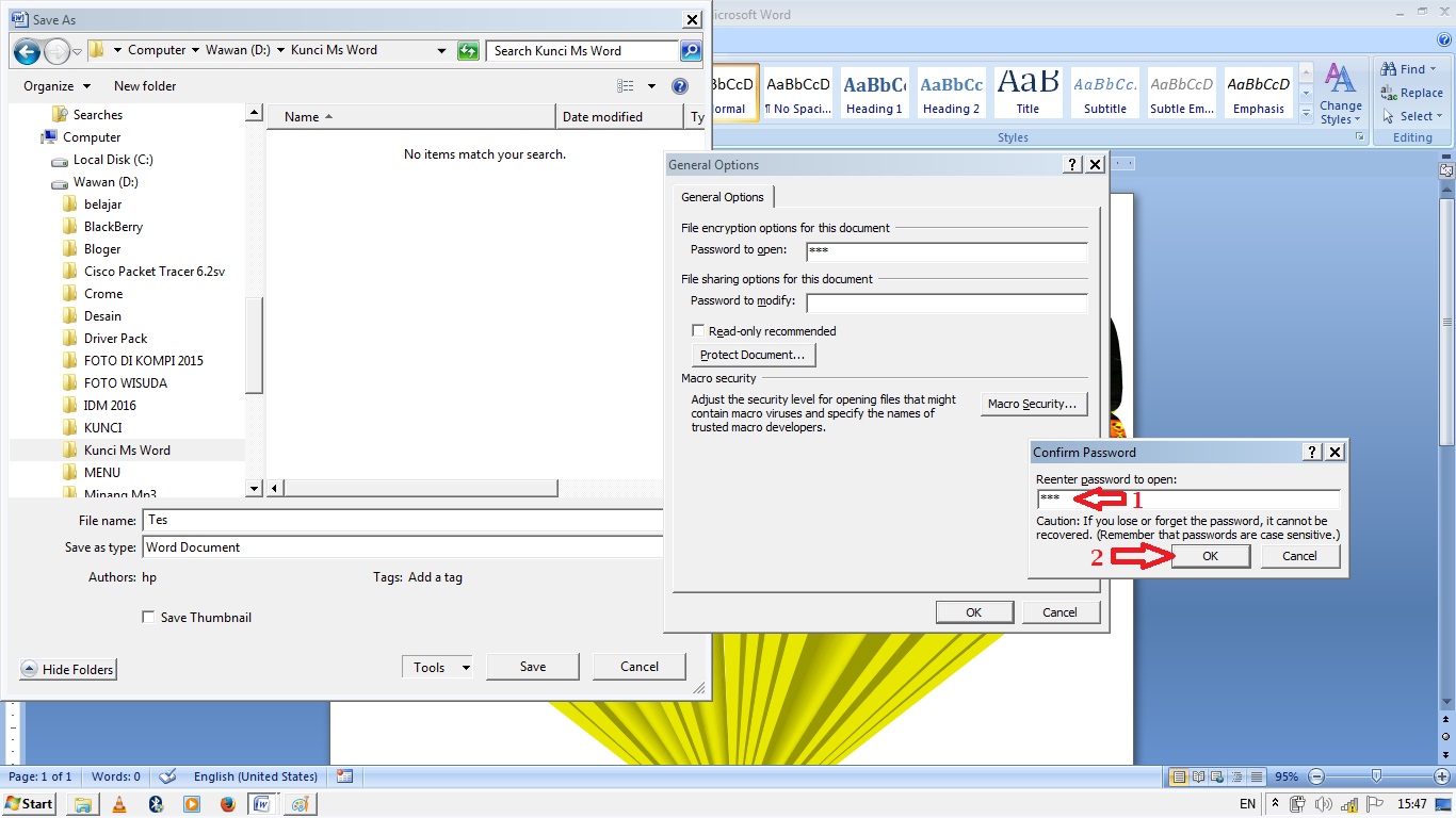 Cara Mudah Mengunci Memberi Pasword Pada Microsoft Word