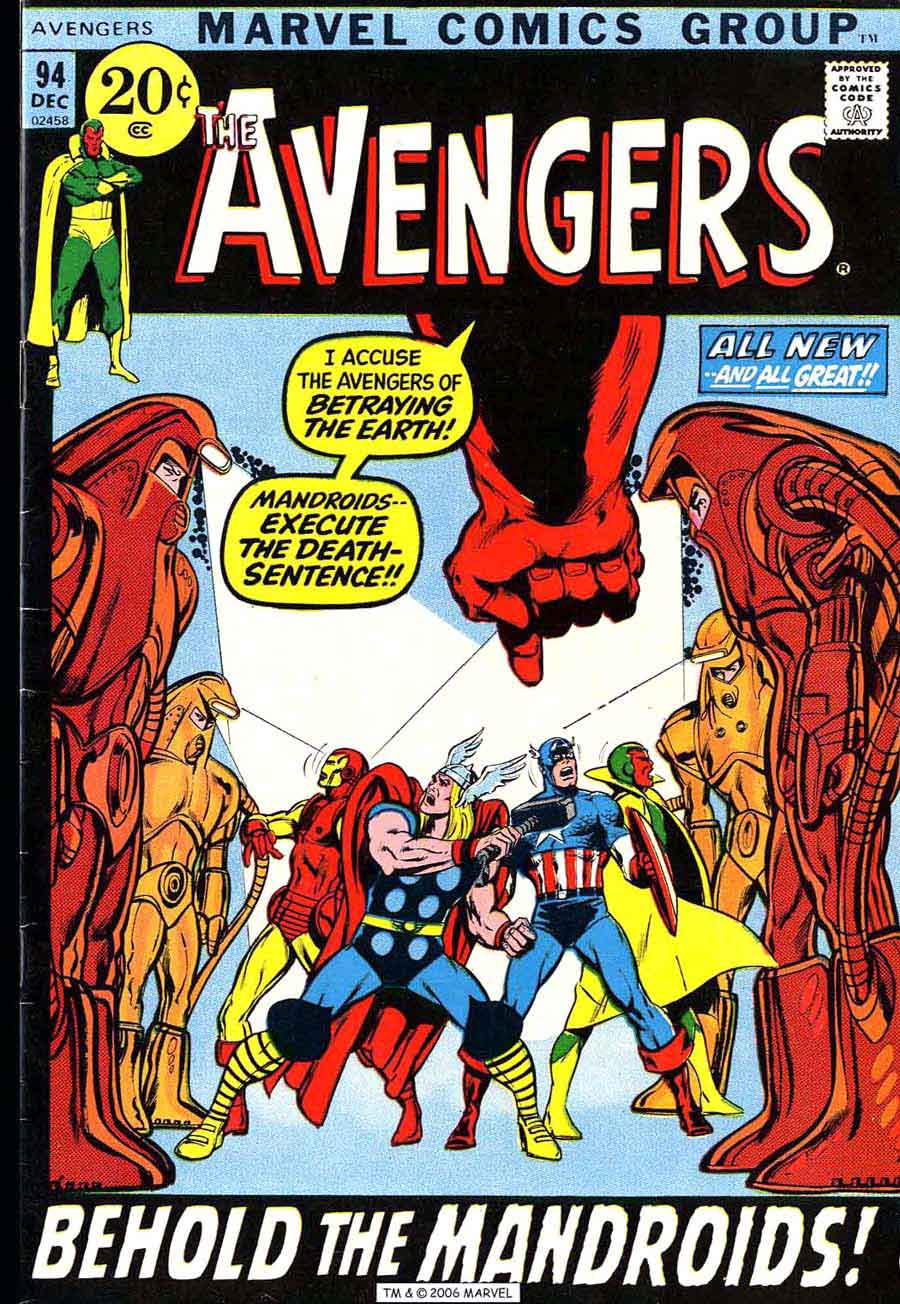 Avengers #94 bronze age 1970s marvel comic book cover art by Neal Adams