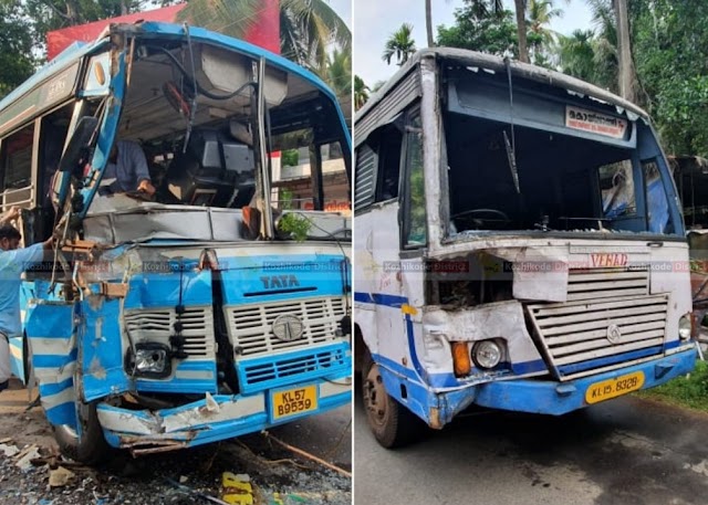 ഓമശ്ശേരി ബസ്സുകൾ കൂട്ടിയിടിച്ച് നിരവധി പേർക്ക് പരിക്ക്