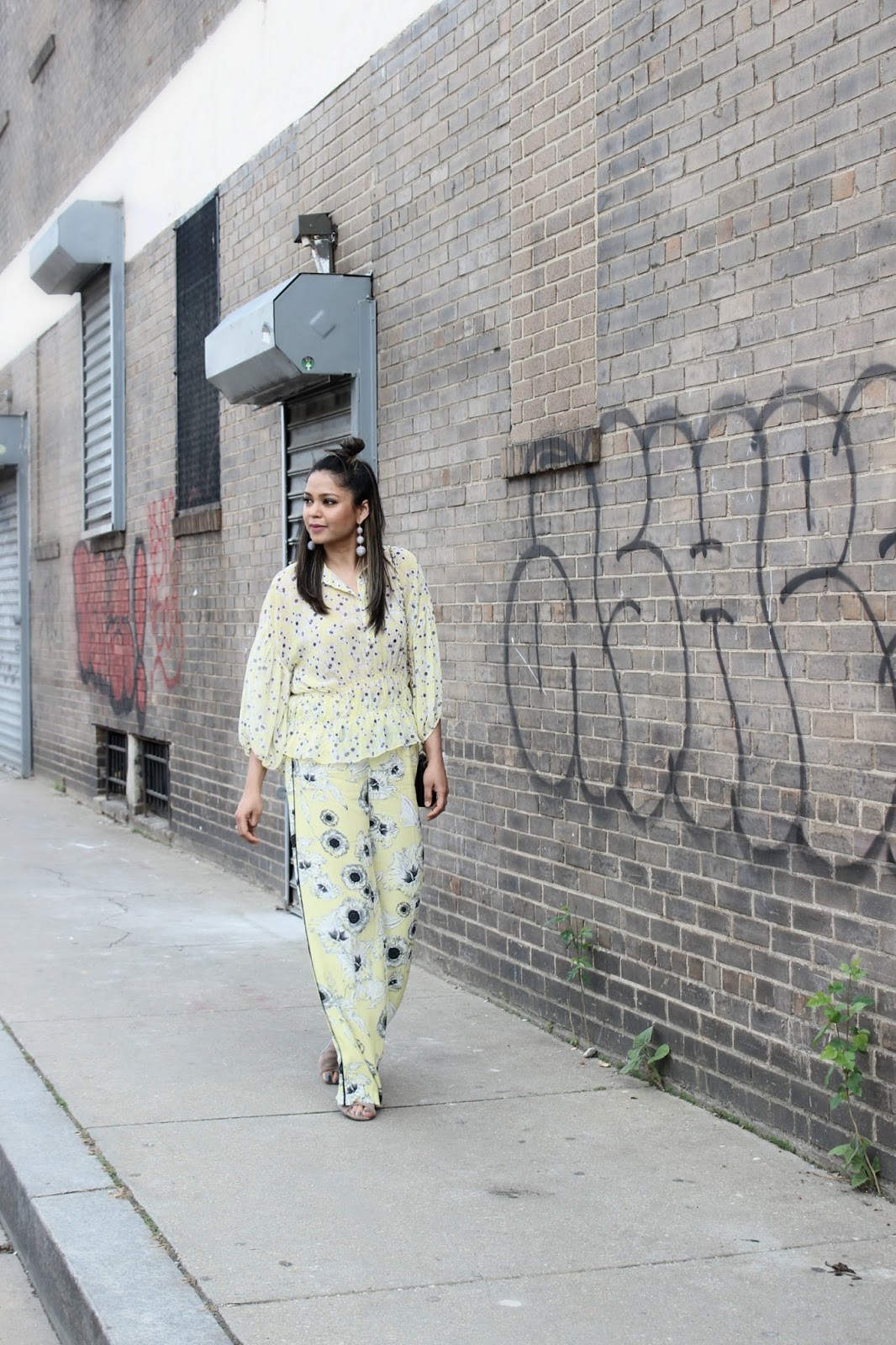 how to wear floral print with floral, yellow wide leg pants outfit, yellow peplum top outfit, look, ootd, street style, zara pants, hushpuppuppies shoes, mules, neutral, spring , saumya , myriad musings how to wear floral print with floral, yellow wide leg pants outfit, yellow peplum top outfit, look, ootd, street style, zara pants, hushpuppuppies shoes, mules, neutral, spring , saumya , myriad musings