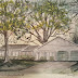 Wood House Watercolor Painting