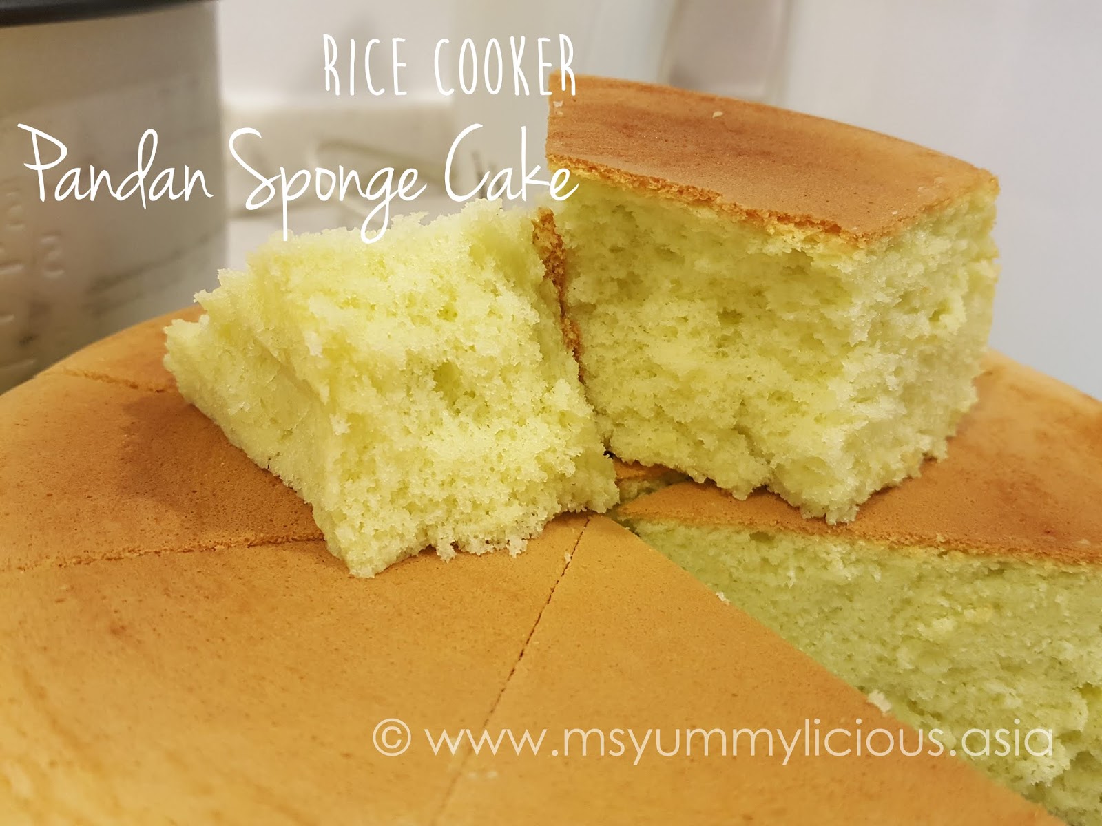 Rice Cooker Pandan Sponge Cake Yummylicious + Babylicious