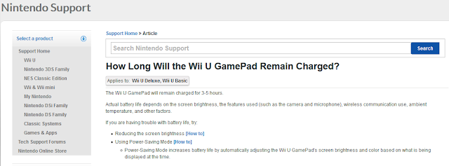 How Long Will the Wii U GamePad Remain Charged Nintendo support article
